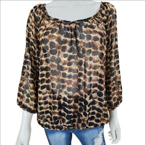 R. Marks New York 3/4 Sleeve Animal Print Blouson Size P XL